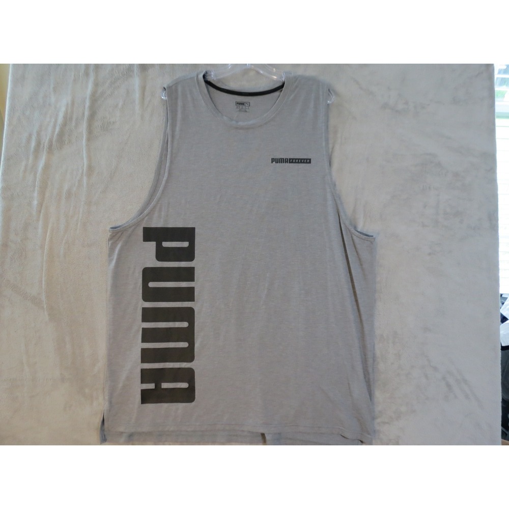 Puma Tank Top Mens XXL Grey Forever Graphic Muscle Sleeveless Athletic Shirt